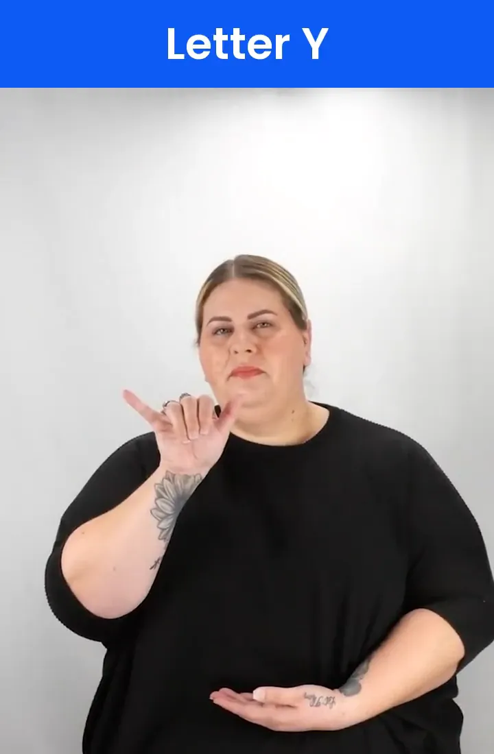 A Deaf signer signs Y in ASL