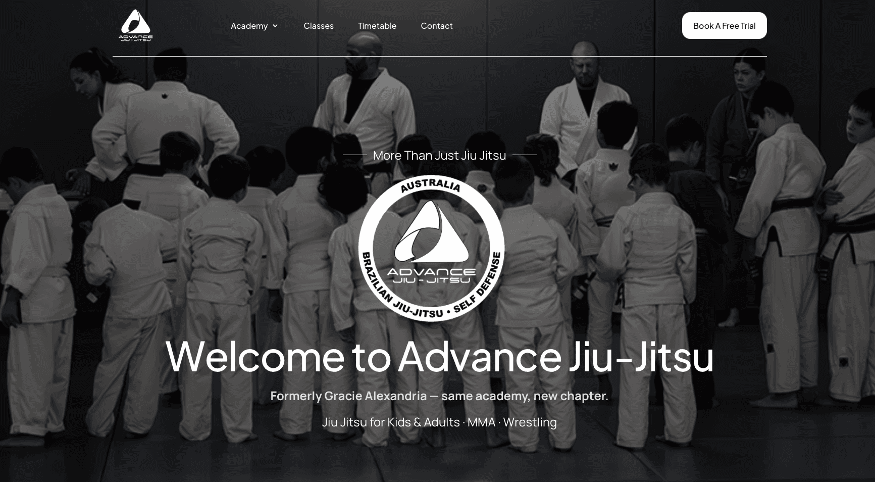 Advance Jiu Jitsu (Matial Arts)  website homepage built with Framer