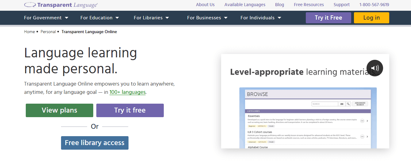Transparent Language Online