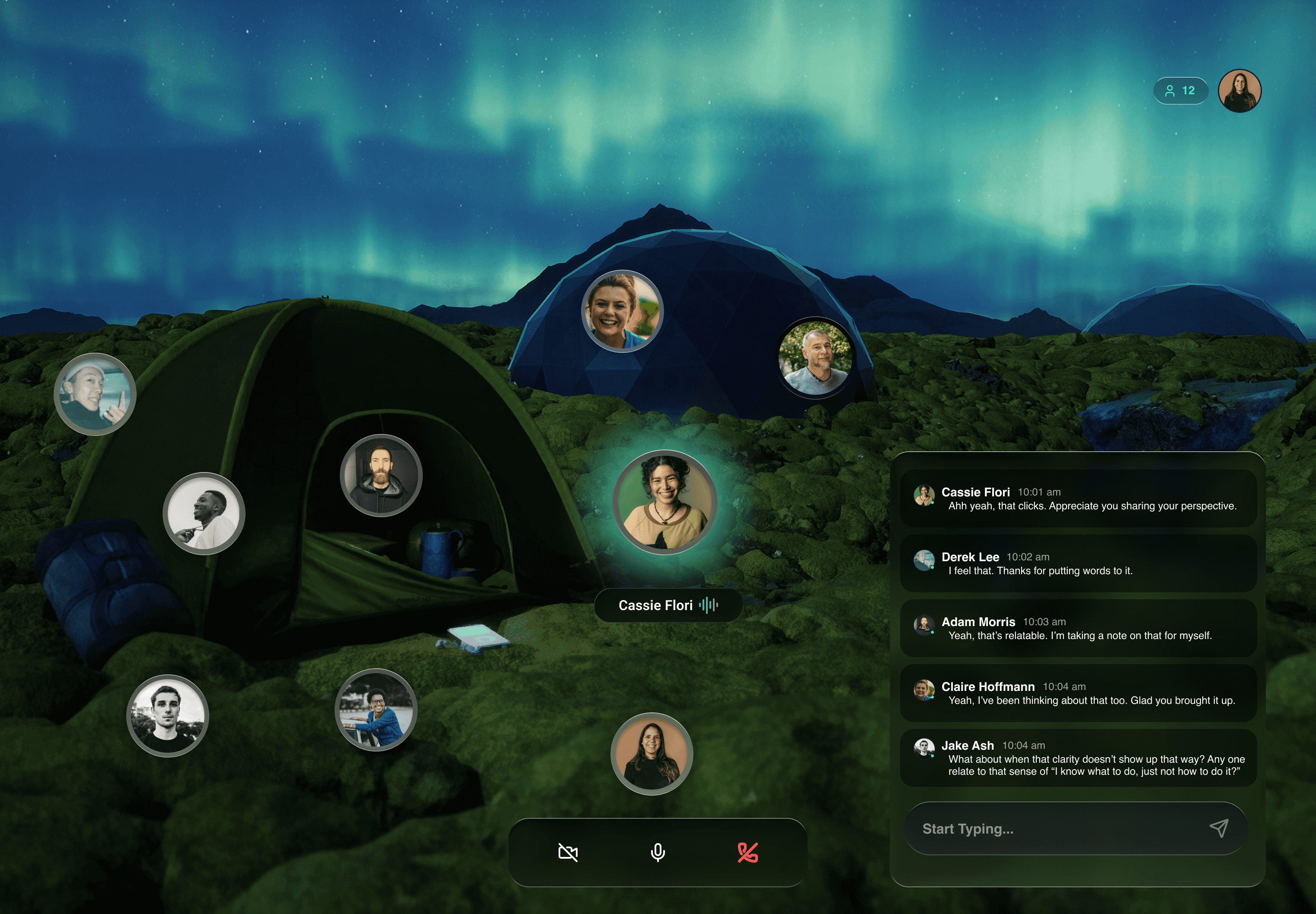 Computer screen showing Oasis Chat room with avatars and open chat
