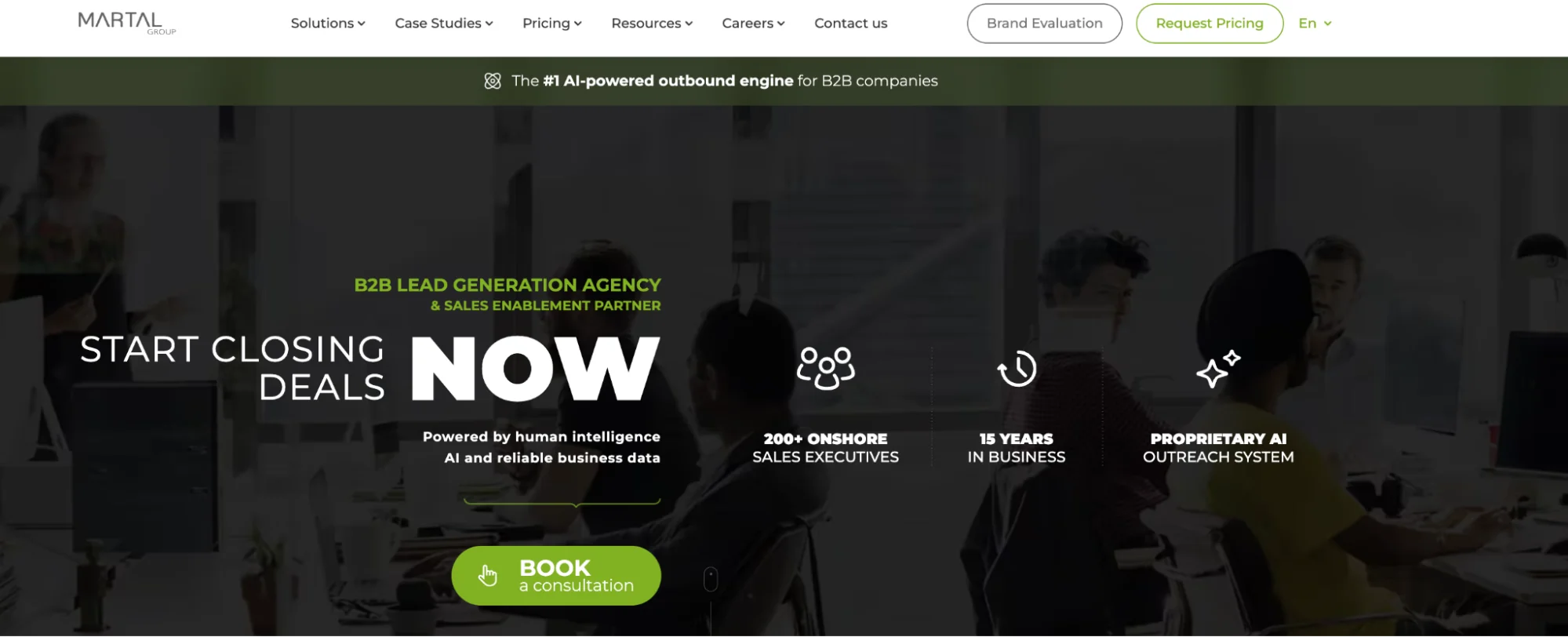 Martal Group homepage: B2B lead generation and sales outsourcing agency