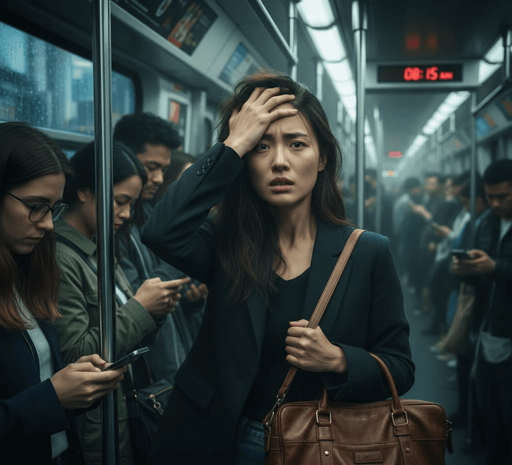 heso blog a woman in the metro just stressed out