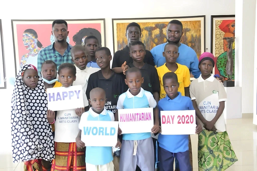 Children gathered at a community event