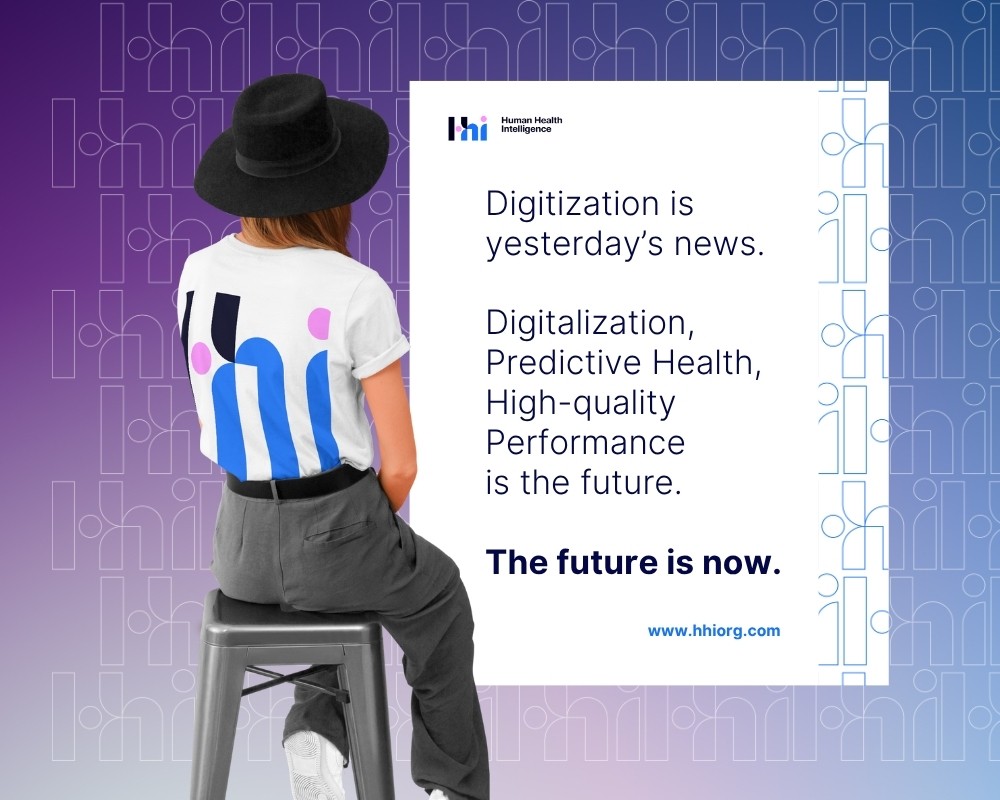 Human Health Intelligence identity applied on poster and apparel