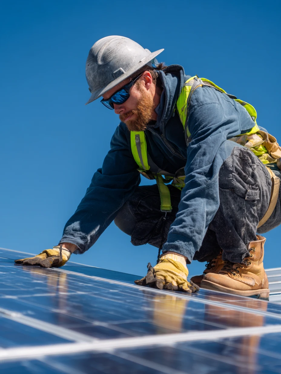 solar installer on customers roof