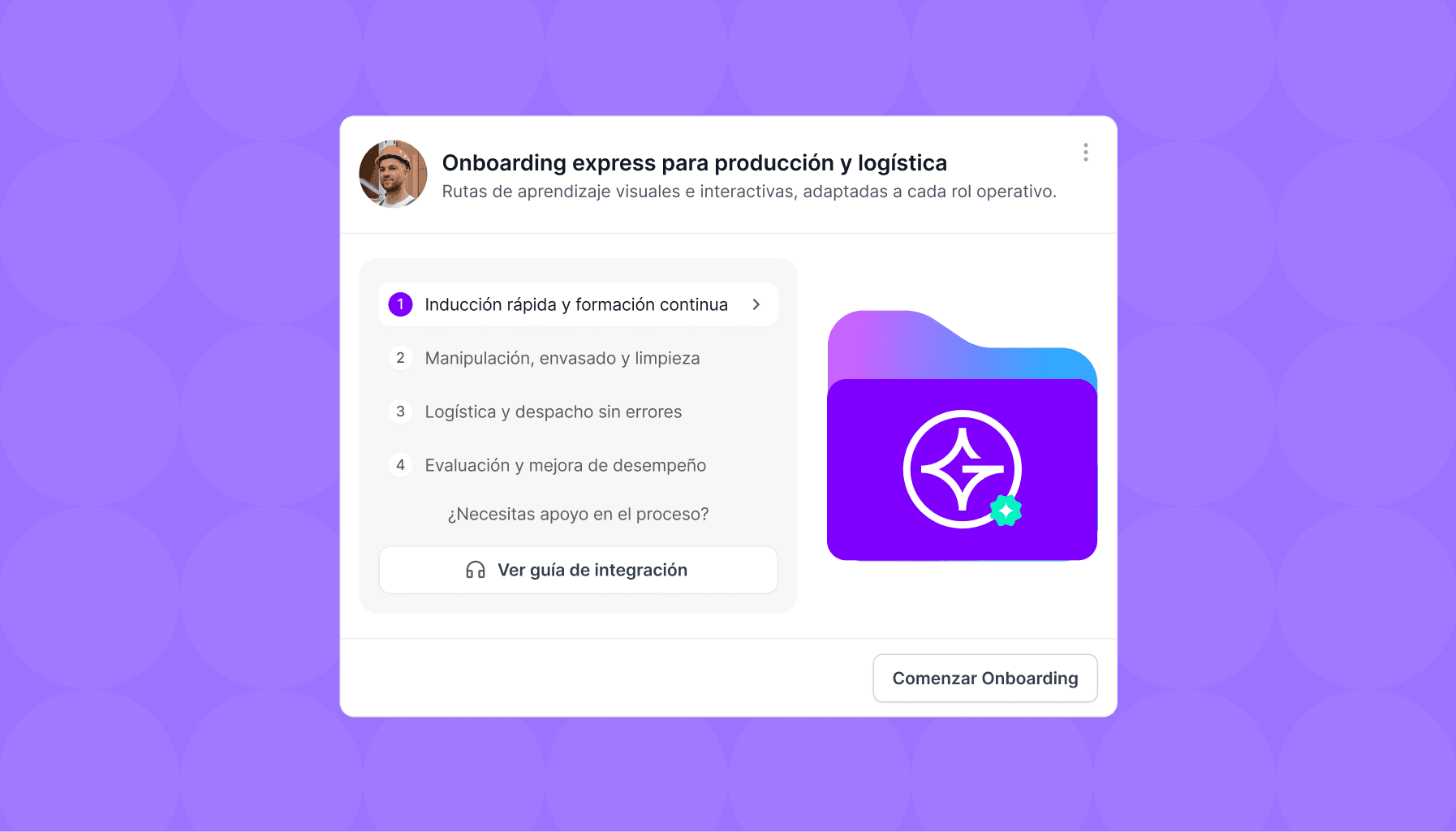 Image shows a graphic with a purple background, featuring text about an update and a small icon of a document.