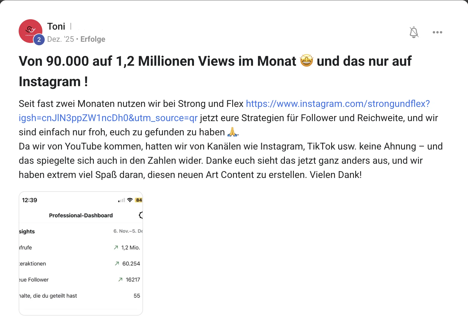 Mitglied der KI Creator Akademie: Fitness-Creator Toni steigert seine Views auf 1,2 Millionen im Monat