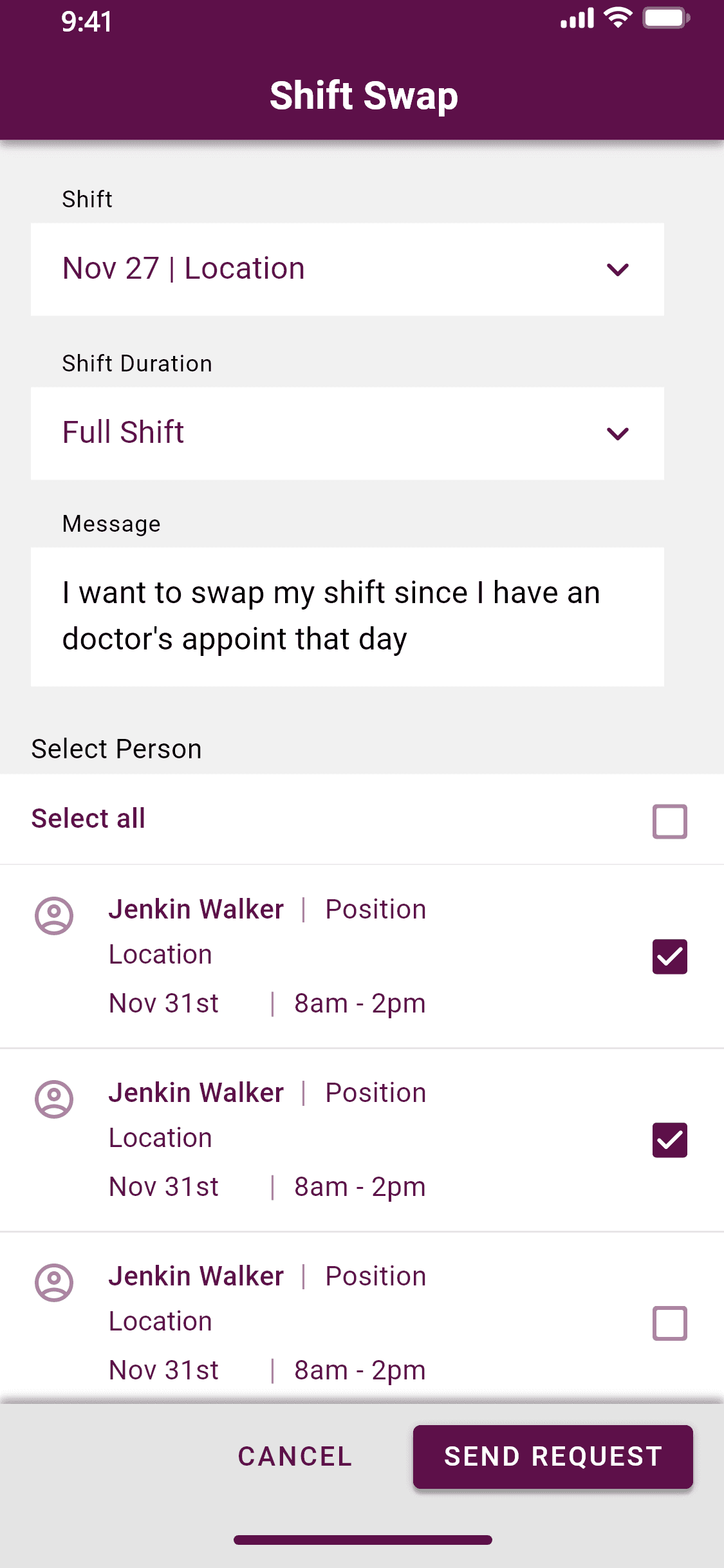 Shift swap