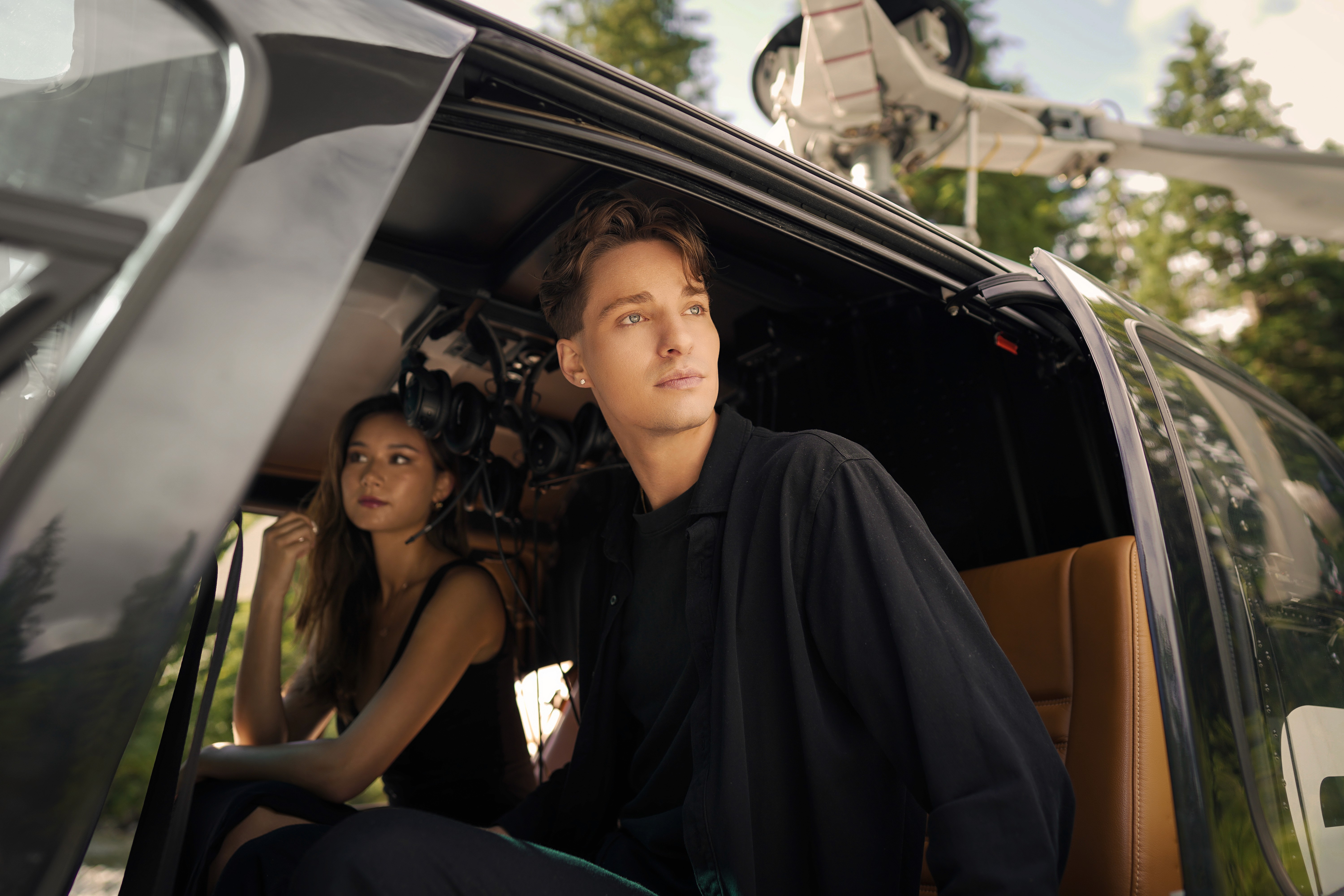 Male model looking outside