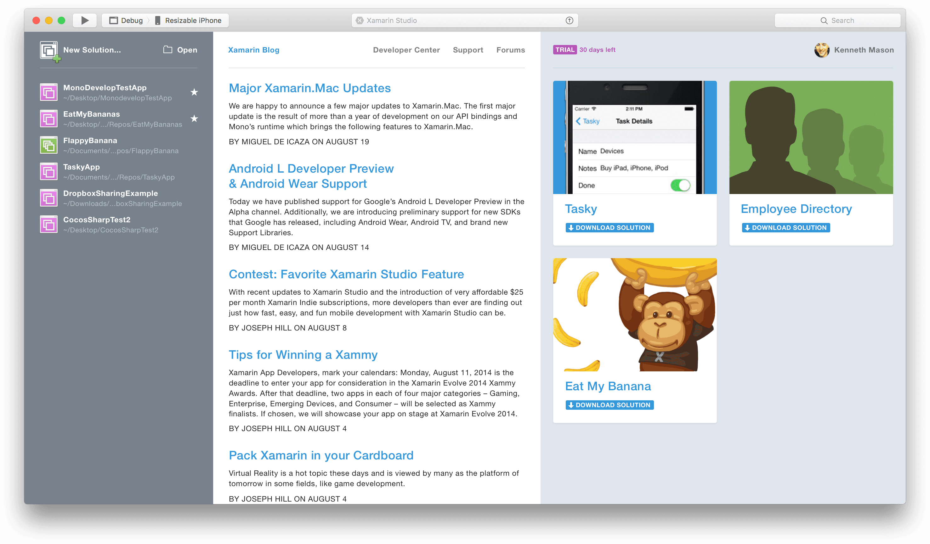 The visual aesthetics of macOS transitioned from shaded icons and UI to a flat design. Xamarin Studio also underwent changes during this period and introduced a large set of icons that I created for it, gradually replacing the old shaded icons.