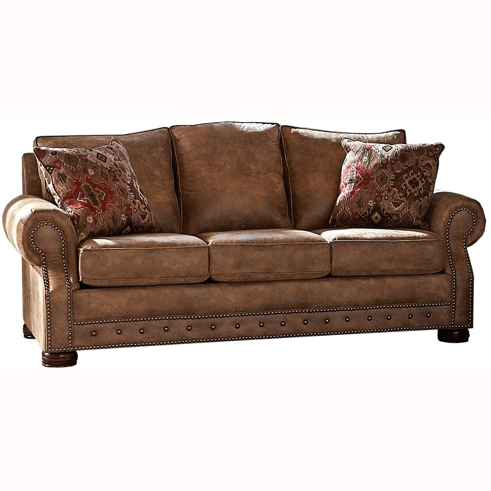 Rancho rustic sofa bed in rich brown fabric, perfect for adding a touch of countryside charm to any room.