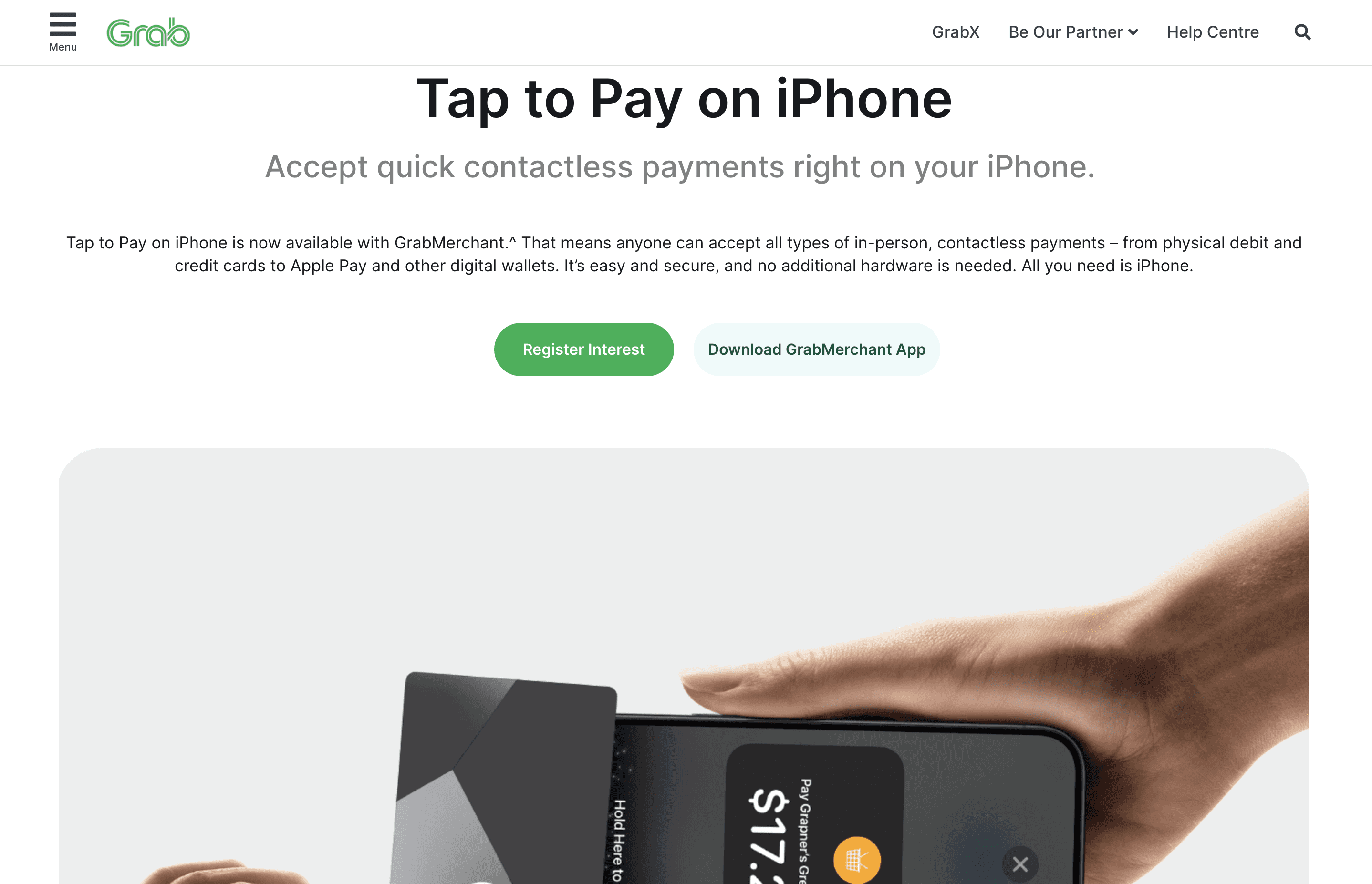 Grab Tap to Pay on iPhone