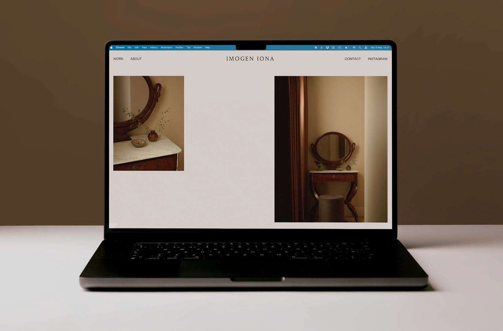 Snippet of Imogen Iona's website, portolio page, interior design website