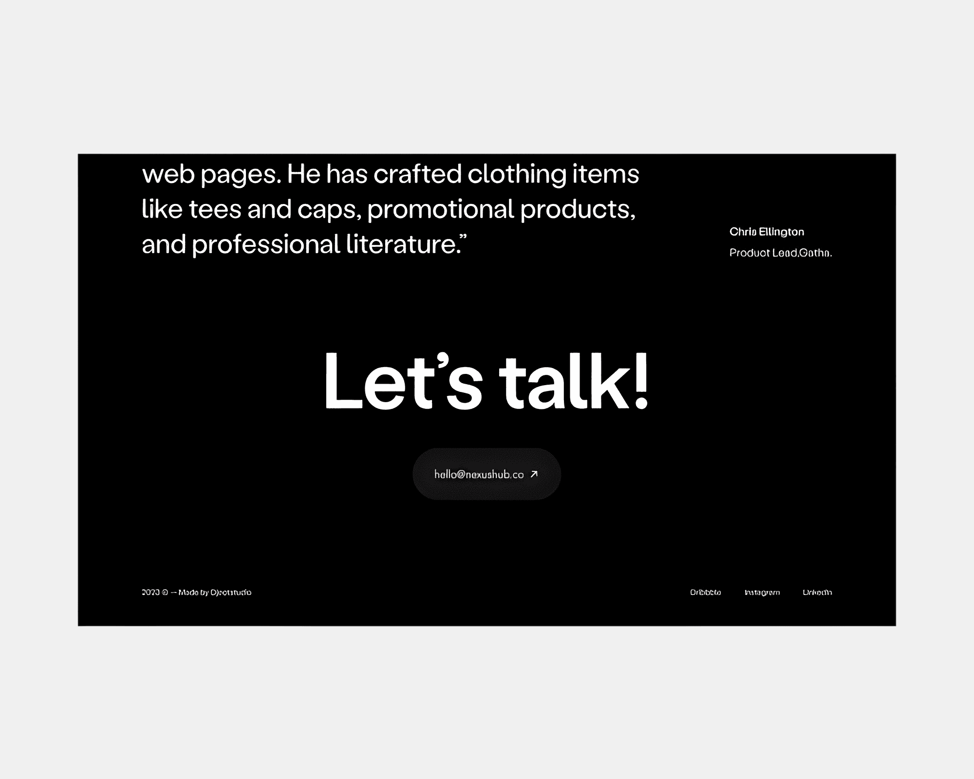 design agency website, footer