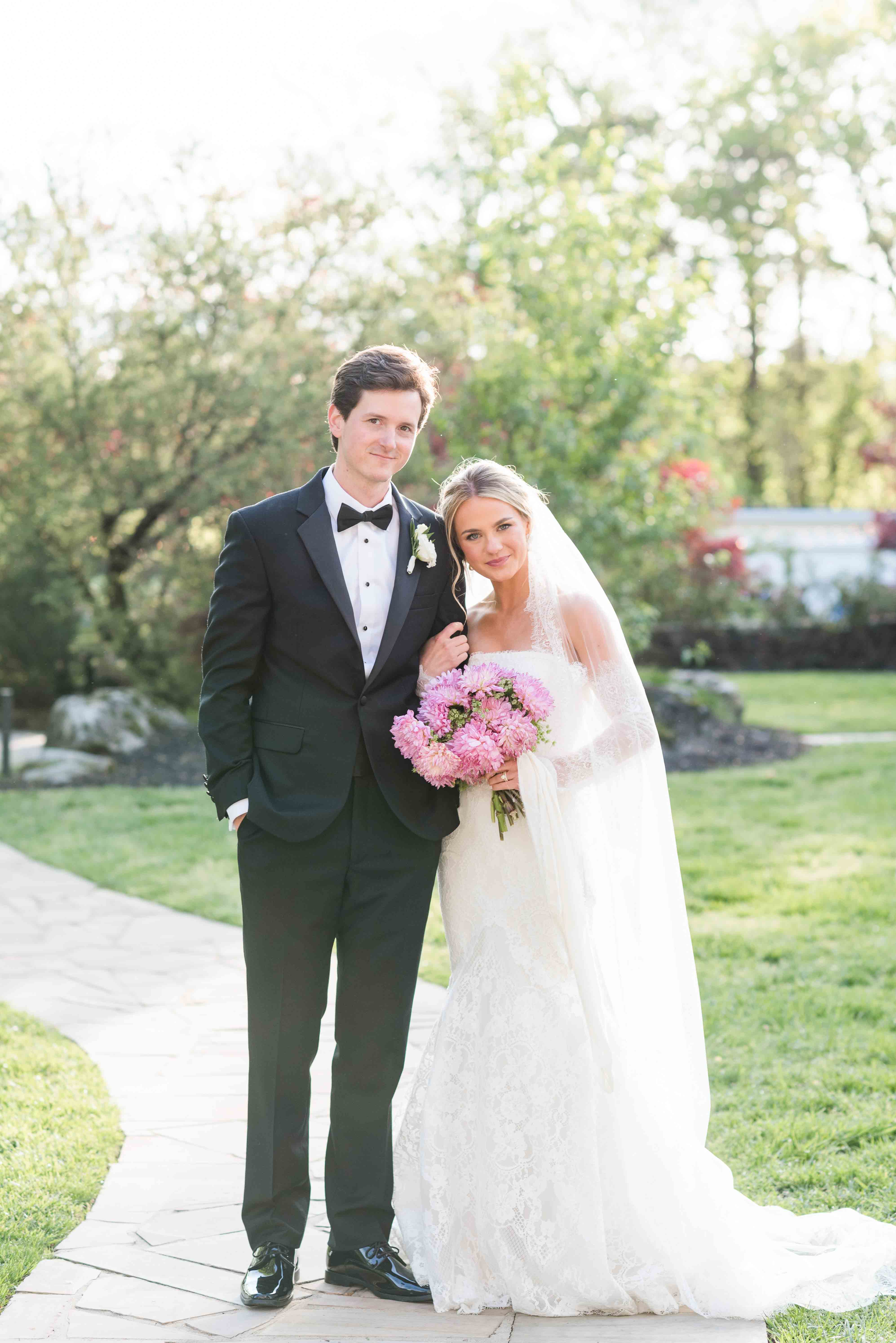 Portrait of bride and groom on their wedding day.