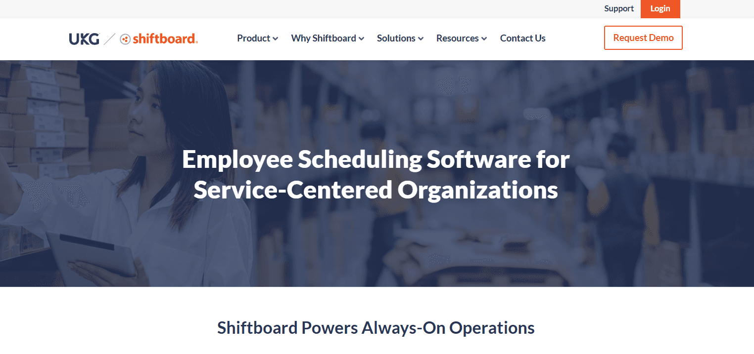 Shiftboard homepage