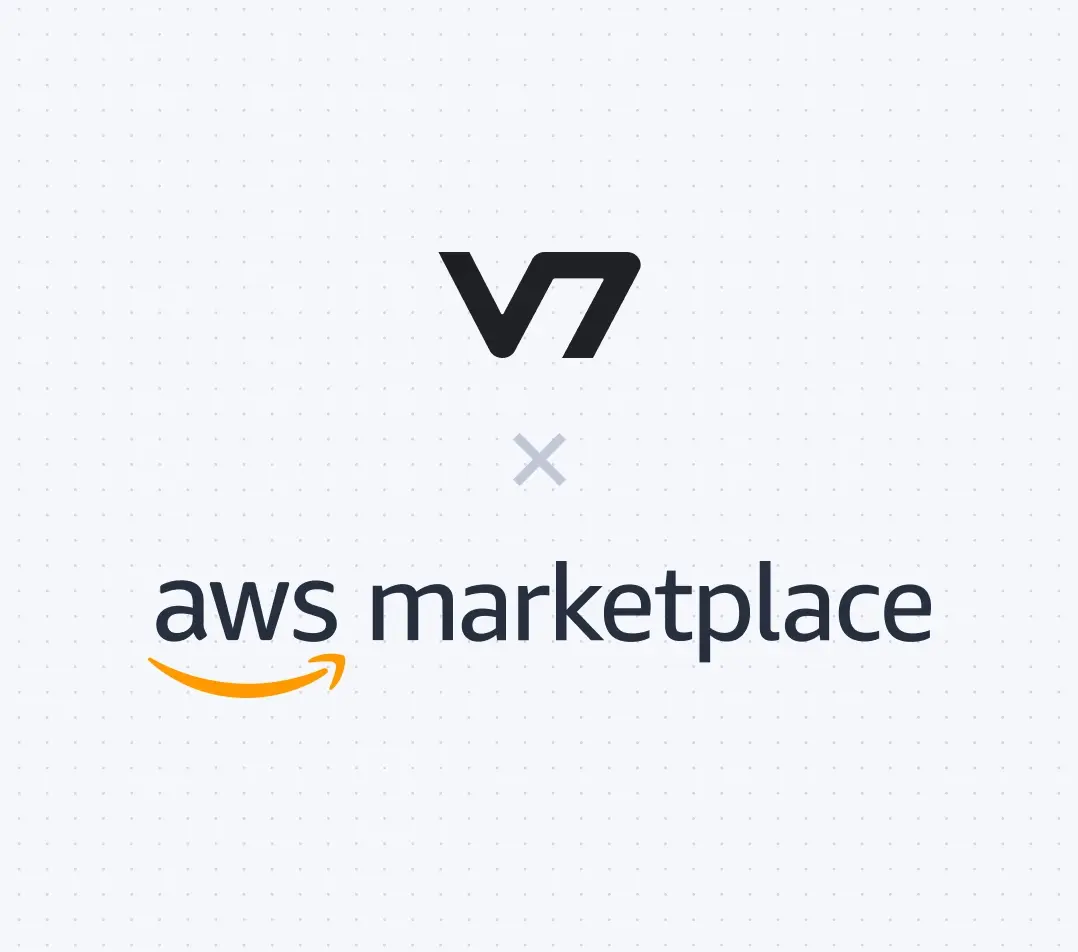 Logos for V7 and AWS Marketplace together