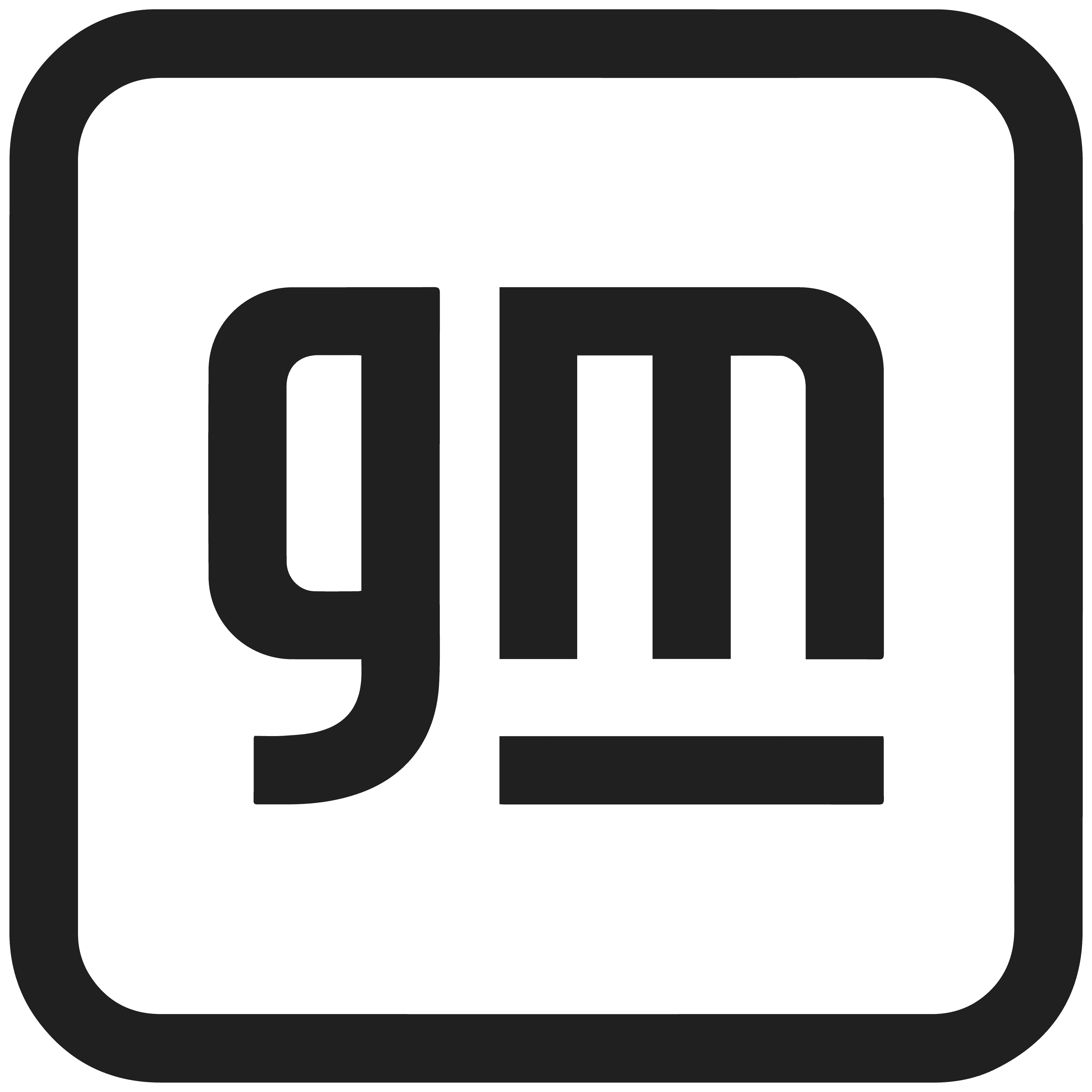 Logo of General Motors (GM) in a sleek, modern design with a blue background and white text.