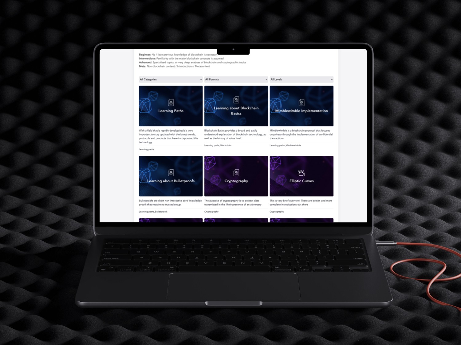 A jQuery filter, so topics can be easily found and searched for.