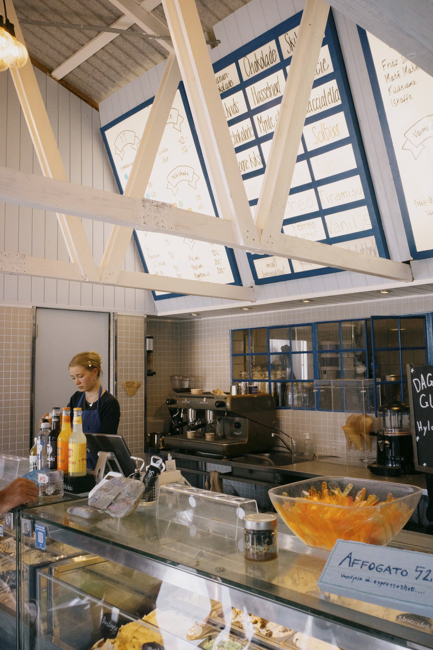 inside isfabrik gelato shop in anholt denmark