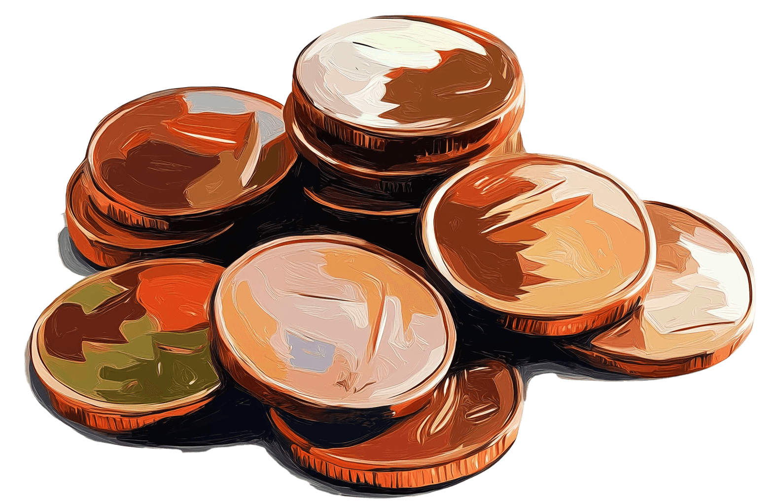 Painted icon of coins