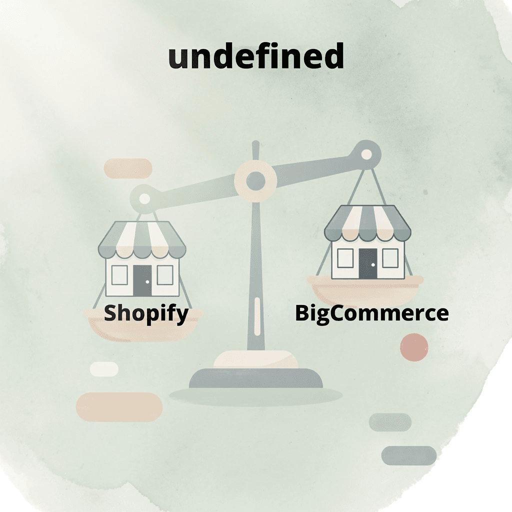Balance scale comparing Shopify and BigCommerce as equally weighted platform options 