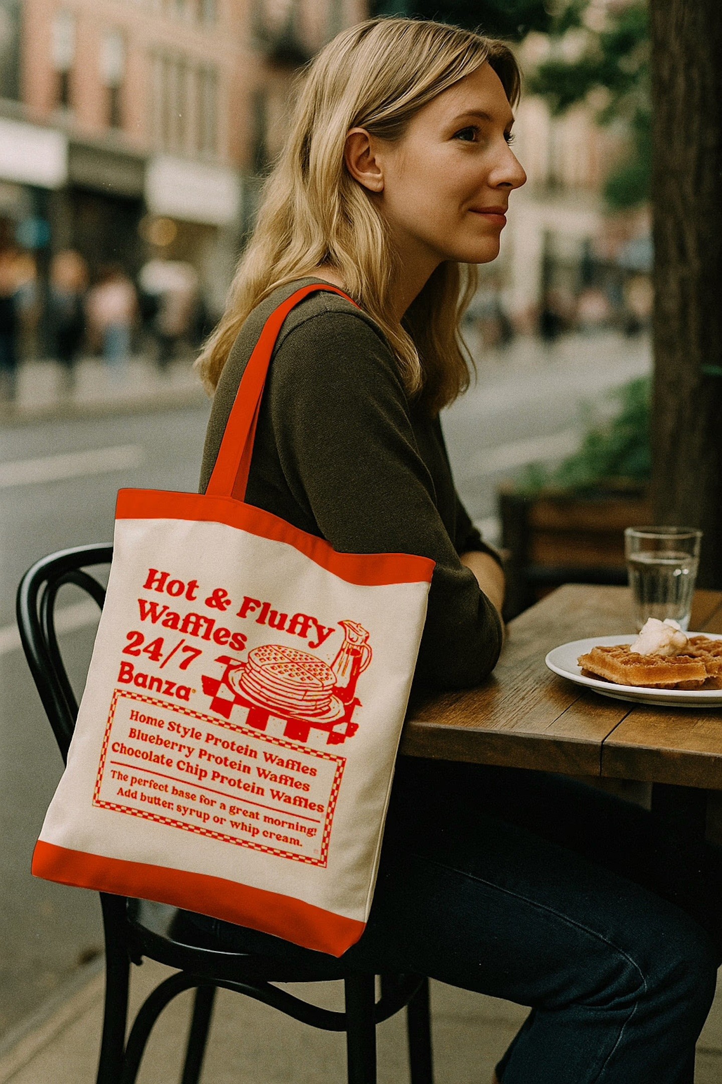 Banza Waffles Swag Design Tote bad Mockup park