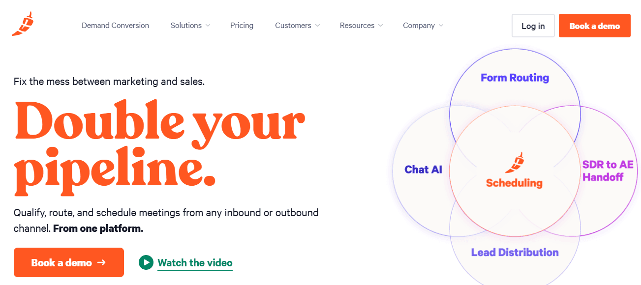 Screenshot of Chili Piper homepage