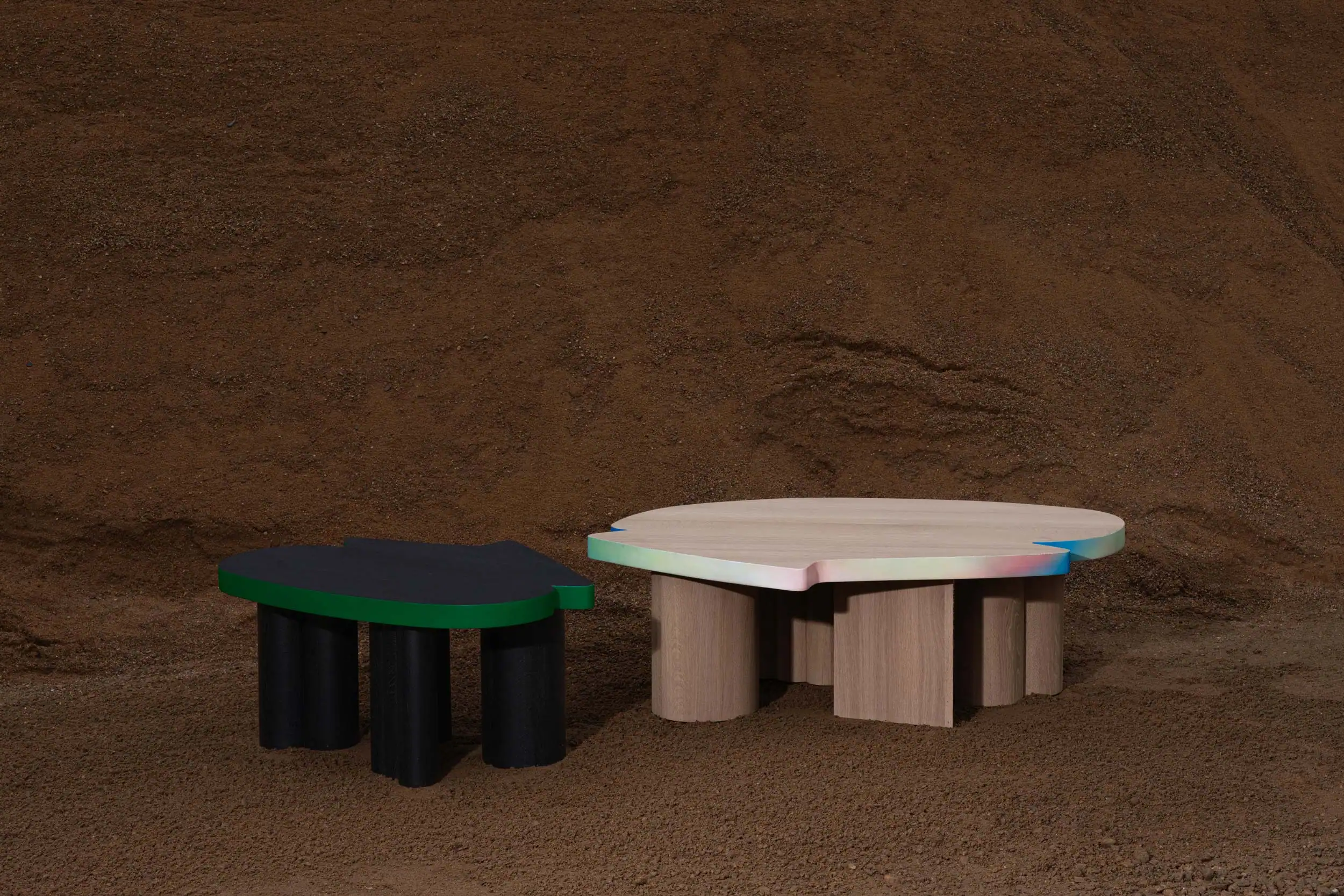 Cloudy Impromptu coffee table collection in solid wood for Kluskens designed by Jiří Krejčiřík