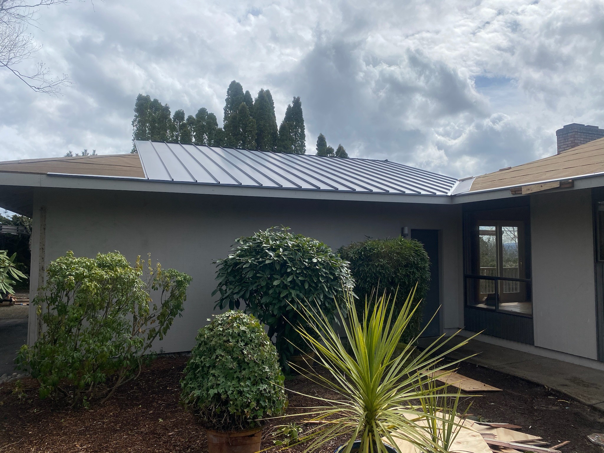 Completed roofing work