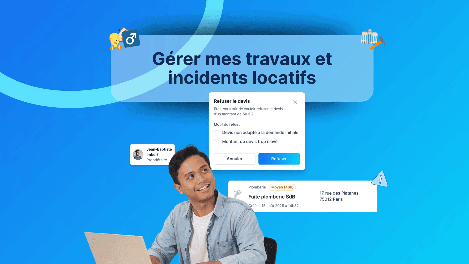 homme souriant avec suivi des incidents locatifs