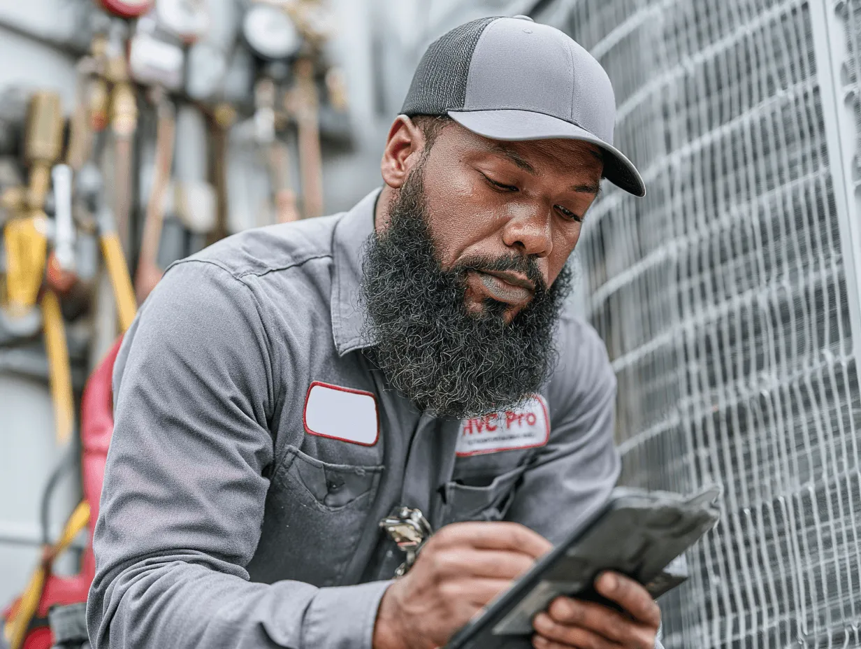 HVAC tech doing maintainance