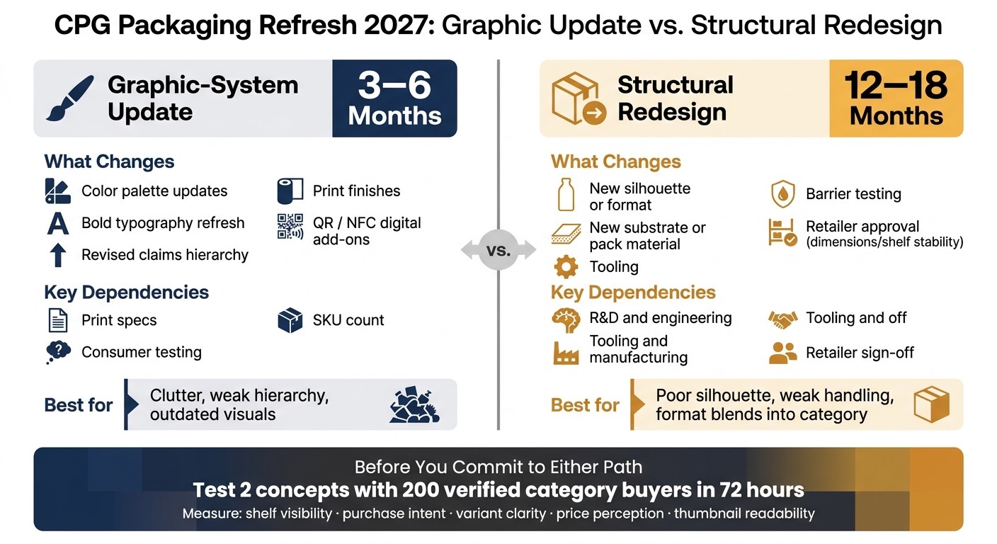 CPG Packaging Refresh 2027: Graphic Update vs. Structural Redesign