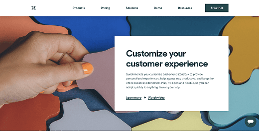 Original Zendesk webpage using the art-directed puzzle-piece photograph