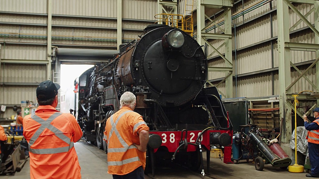 Locomotive 3820 is shunted into the Chullora Heritage Hub