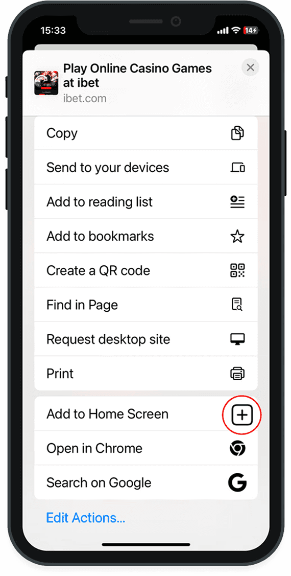 ibet iphone install PWA step 2
