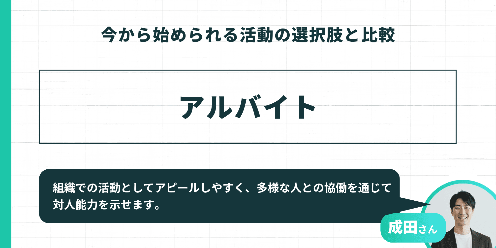 今から始められる活動の選択肢：アルバイト