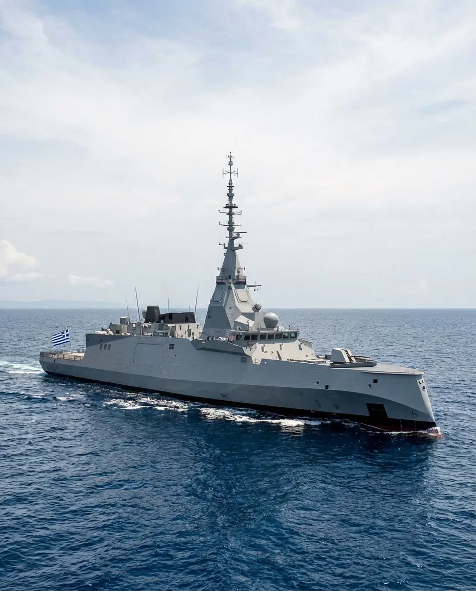 Hellenic Navy Belharra class frigate Kimon at sea