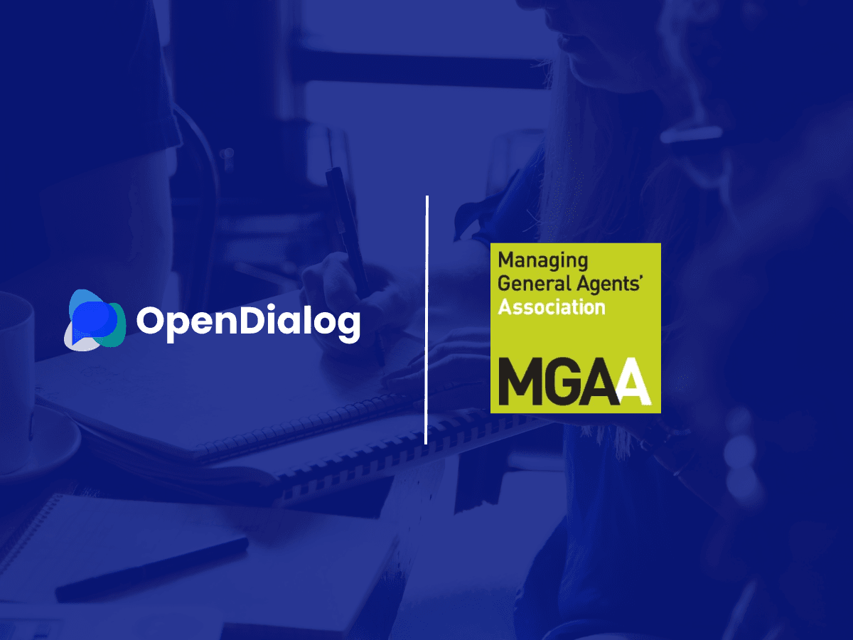 OpenDialog and MGAA (managing general Agents Association) logos on blue background