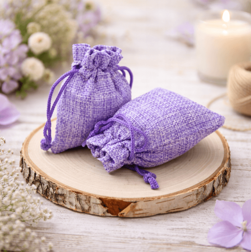 woreczki jutowe fioletowe 10x14