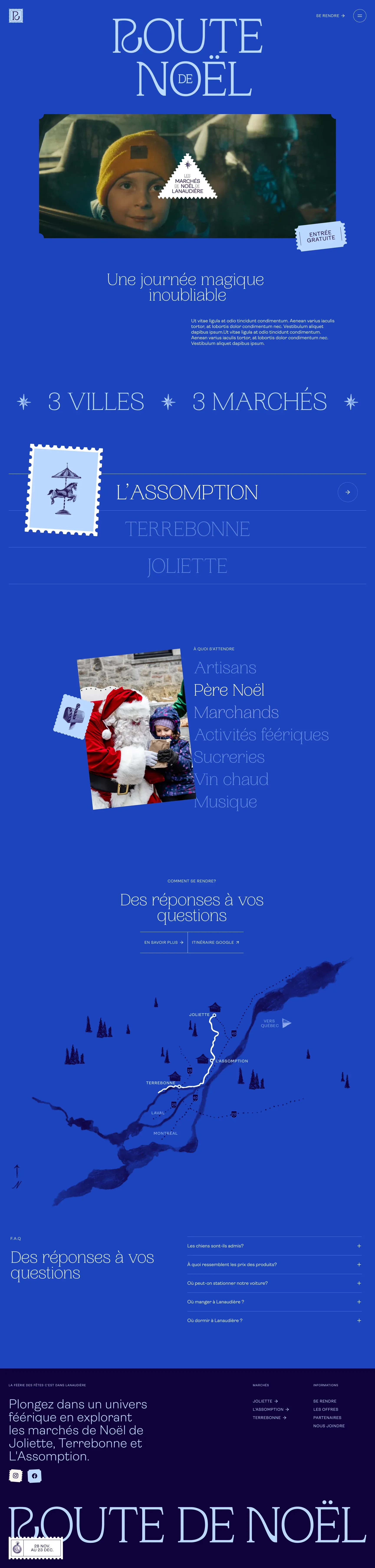 Route de Noël landing page screenshot showcasing Local Business design
