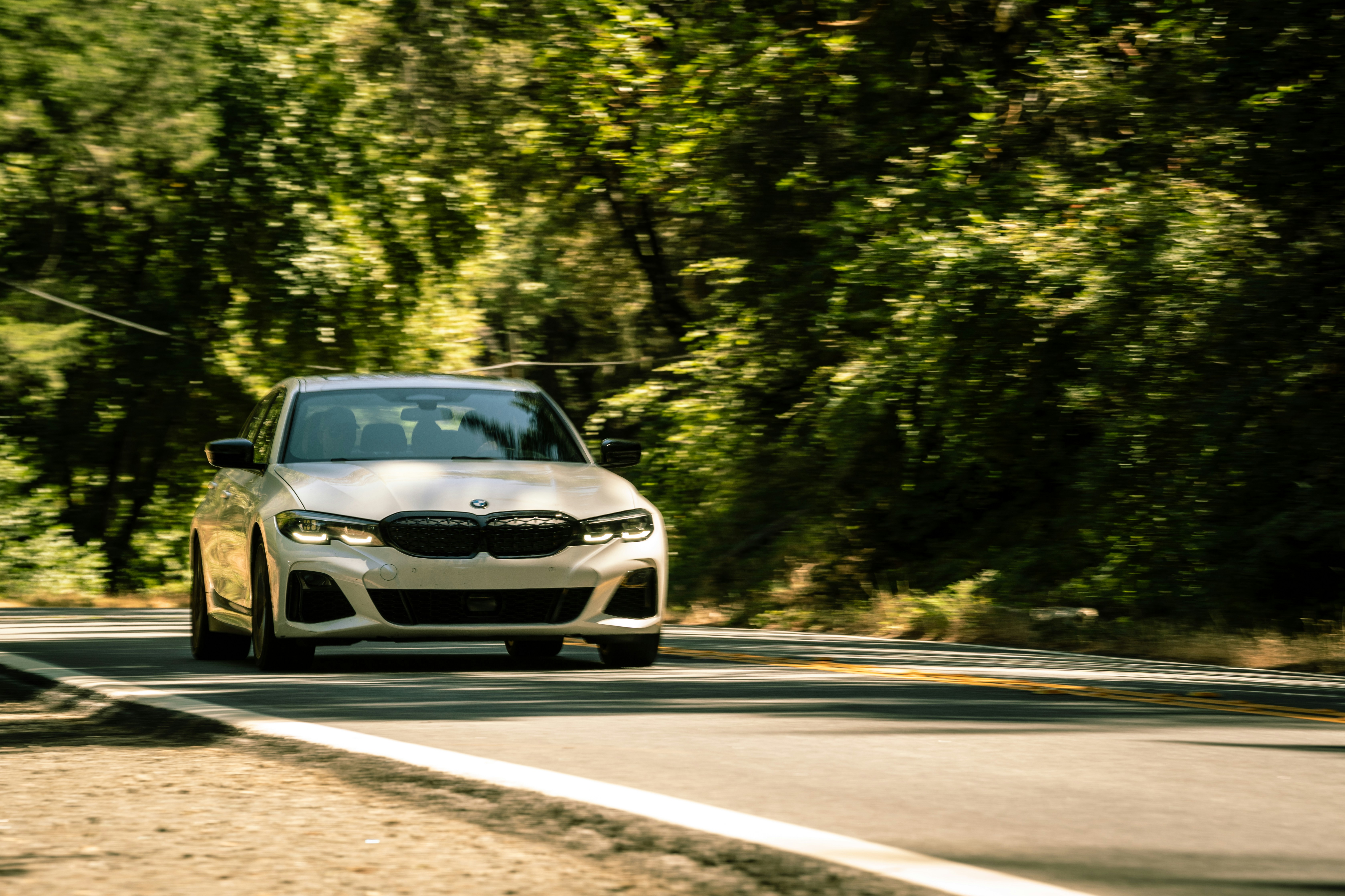 a car driving on a road