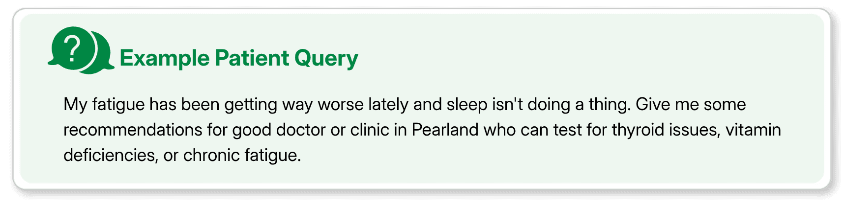 Patient query about fatigue with AI-powered tool