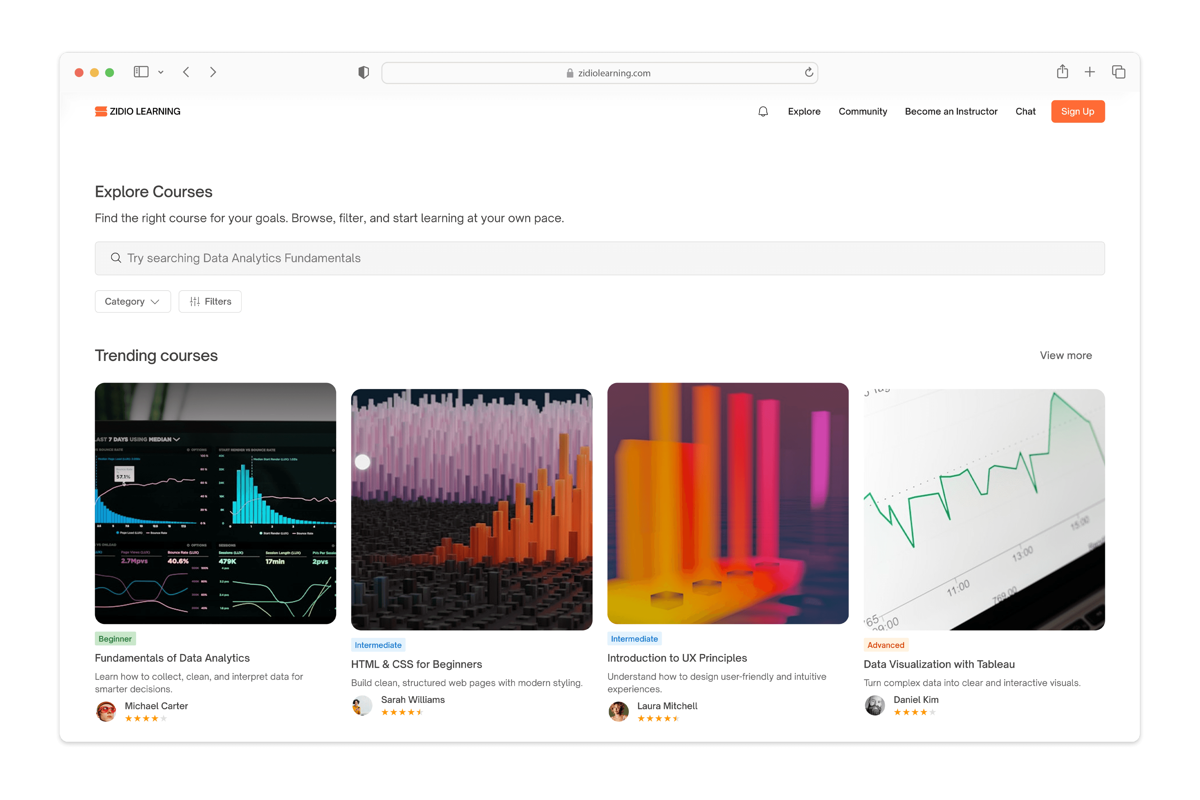 Explore page-hi-fi mockup