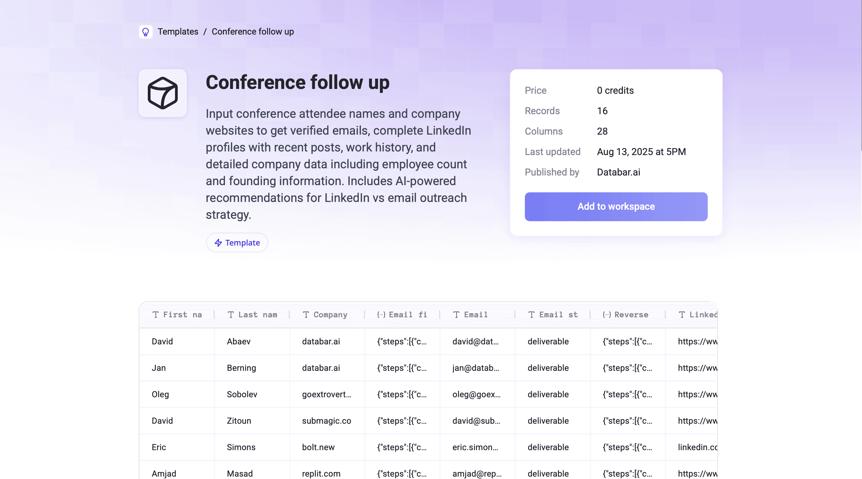 Conference Follow Up