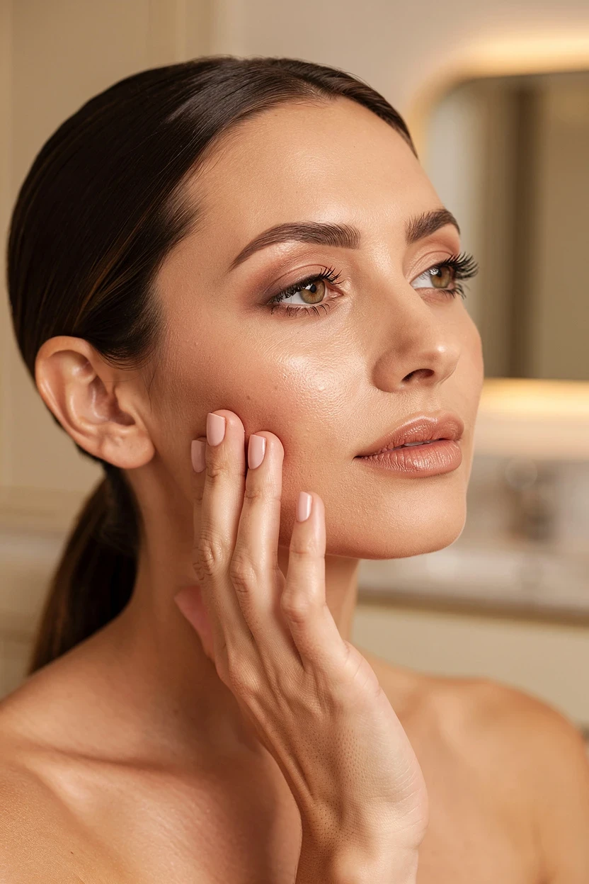 Beautiful girl standing near tree foliage