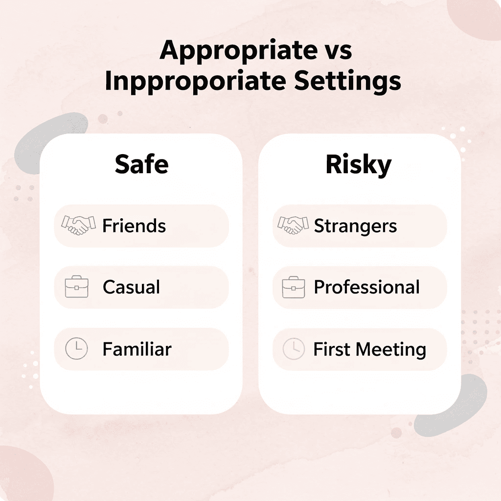 Comparison chart showing appropriate versus inappropriate settings for using habibi