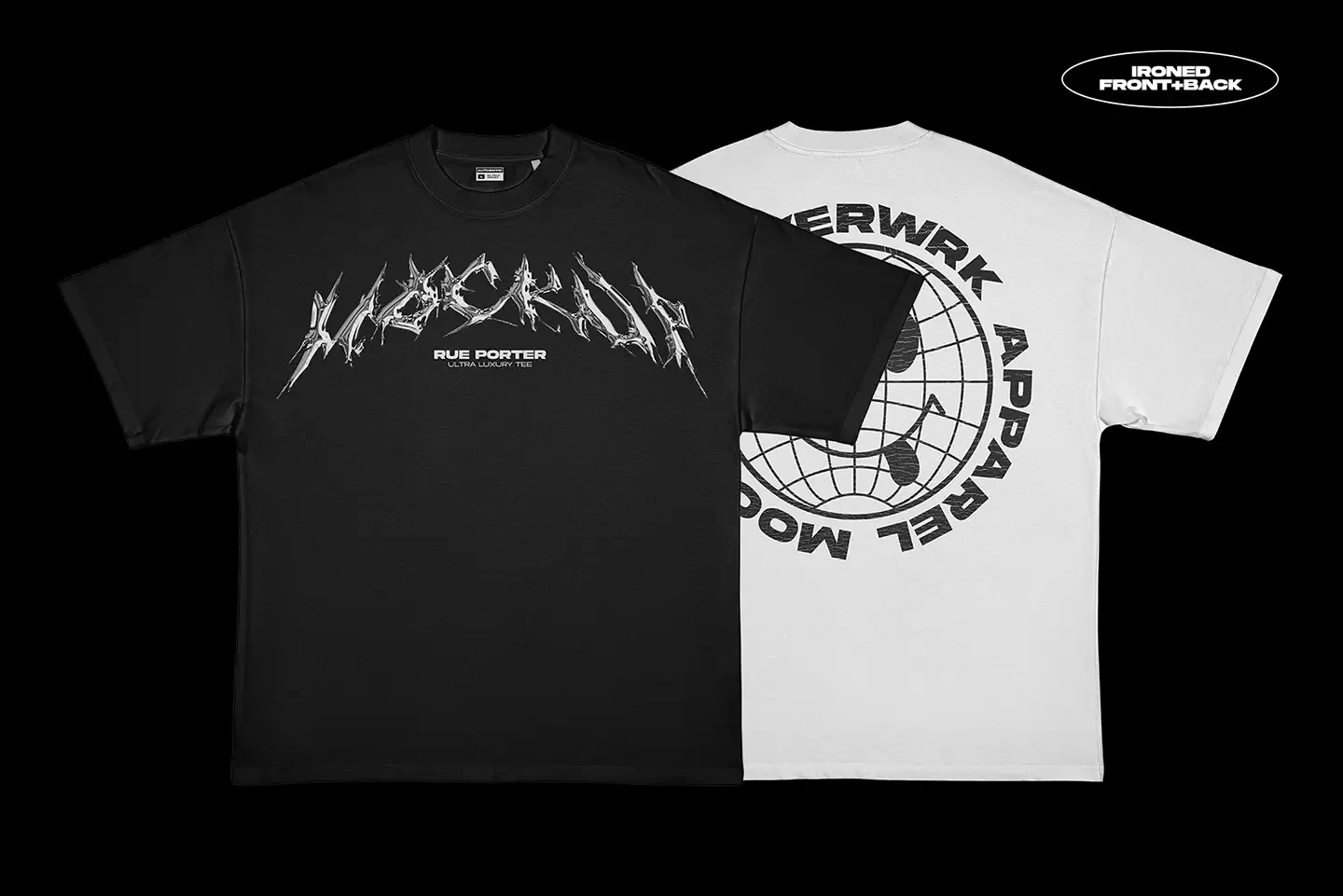 Rue Porter T-Shirt ironed mockup showing alternative design preview