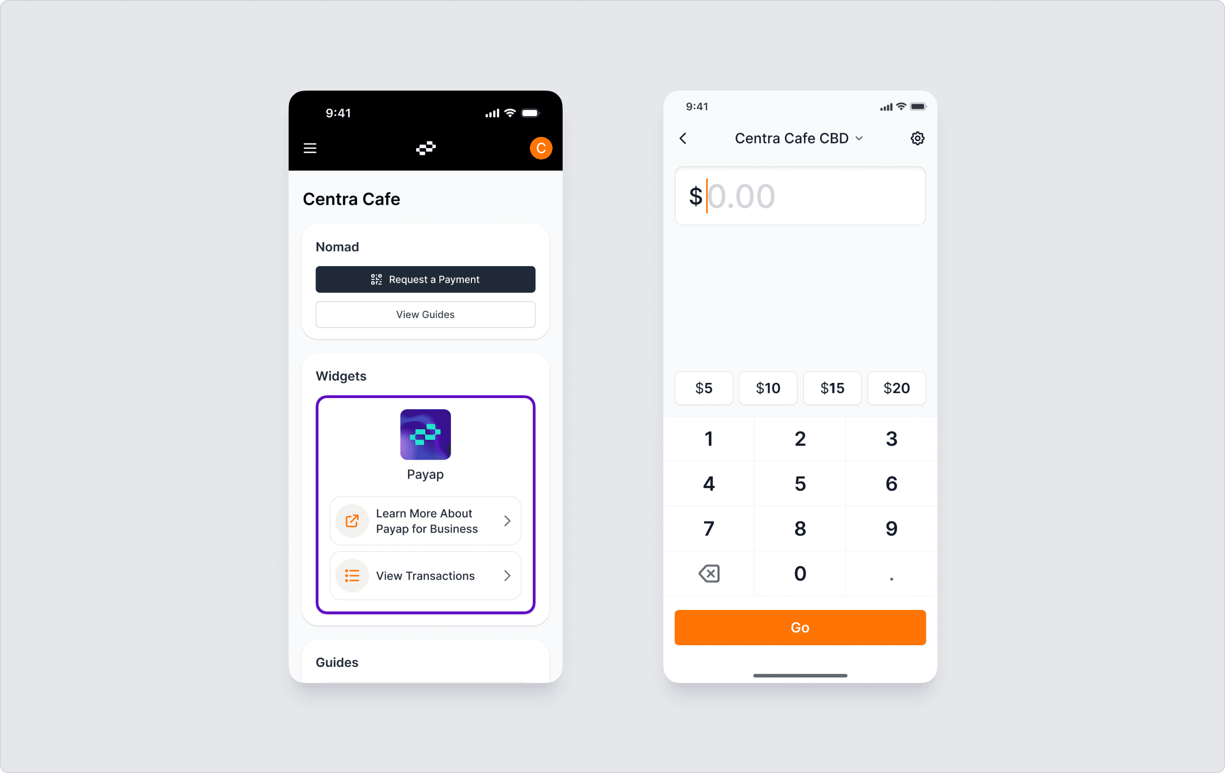 Payments page