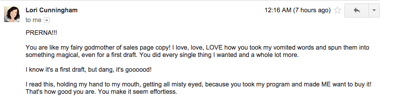 Lori Cunningham Sales Page Testimonial